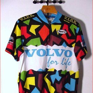 Vtg Volvo For Life Multi Color Cycling Jersey Sz M /L